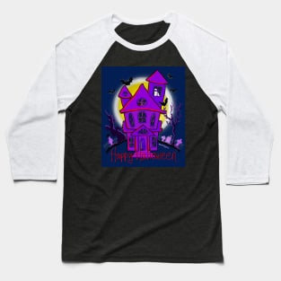 Spooky Haunted House Baseball T-Shirt